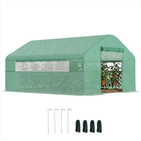 Serre de jardin tunnel 4 x 3 x 2m avec porte enroulable et PE (1/5)