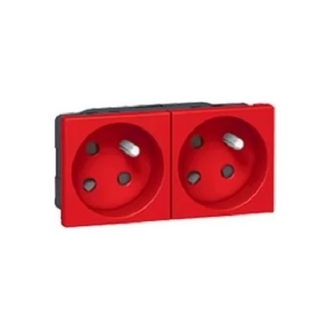 Legrand 077152 - Prog Mosaic multi-support socket - 2x2P+E with 45° coding - 4 mod - red