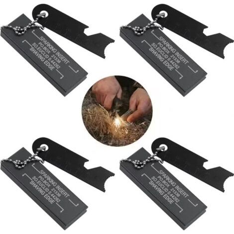 [Allume-feu de survie] + [77 mm x 28 mm] + [Compact étanche] Bloc de magnésium alliage terres rares, grattoir acier inoxydable 75 mm x 20 mm, étincelles 2600 °C, portable 54 g avec chaîne, amadou tout (1/4)