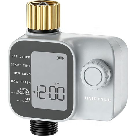 Unistyle Watering Timer New Edition 2026 – Automatic Garden Watering, Simple and Intuitive Use, Brass Fitting, IP55 Protection Rating, Flexible Watering Programs (1/5)