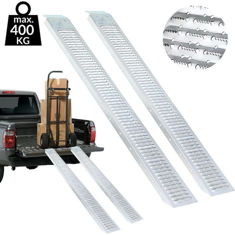 Coppia Rampe di Carico Pedana Antiscivolo 195x22cm Trattorino Quad Moto 400kg