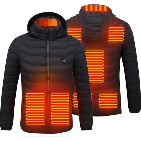 Veste chauffante électrique USB à 8 zones de chauffage, manteau de sport d'extérieur, manteau d'hiver pour femmes et hommes (1/5)