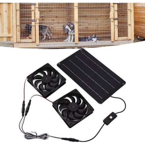 20-W-Solarpanel mit Schalter, Doppellüfterpanel, tragbarer 12-V-Abluftventilator für Wohnmobile, Gewächshäuser, Haustiere und den Hausgebrauch. (1/5)