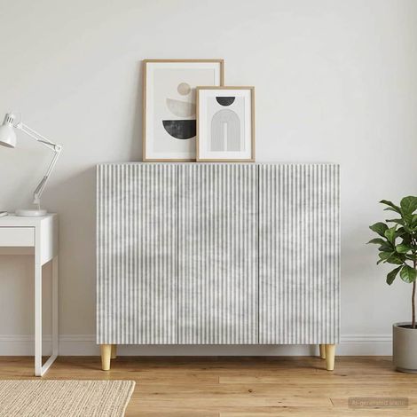 Buffet gris béton 3 portes avec étagères ajustables 89 x 34,5 x 80 cm en bois d’ingénierie - PANGIVO (1/5)