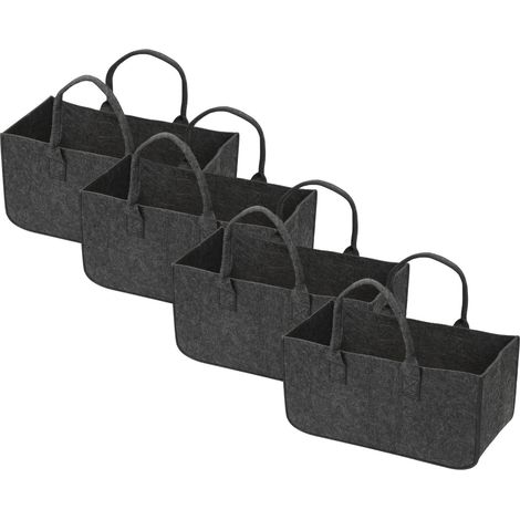 Randaco Sacchetti in feltro per legna da ardere, confezione da 4, 50 x 25 x 25 cm, grigio scuro, sacchetto per legna da ardere, pieghevole, in feltro, per legna da ardere, borsa per la spesa. (1/5)