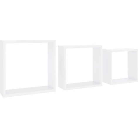 Étagères murales sous forme de cube 3 pcs Blanc MDF (1/5)