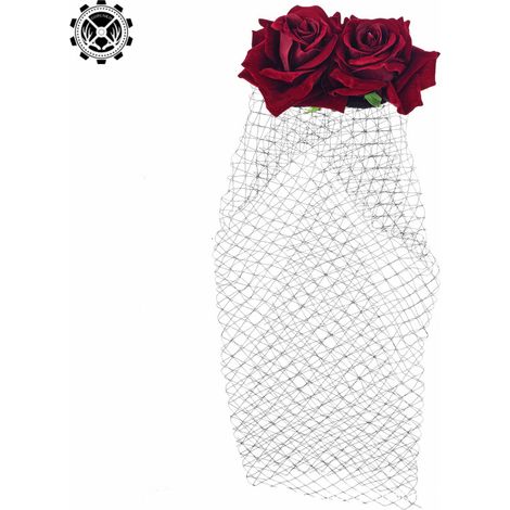 Rose bridal veil, mesh hair accessory, headpiece, large flower hair clip, gothic performance hair clip, accessories (1/2)
