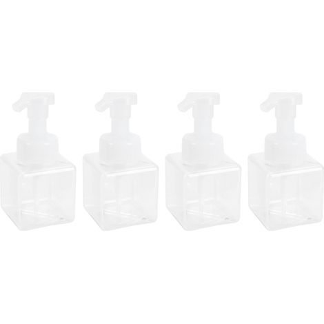 4 Bouteilles en Plastique Transparent 250ml avec Pompe Mousse pour Savon, Remplissables et Idéales pour Voyages