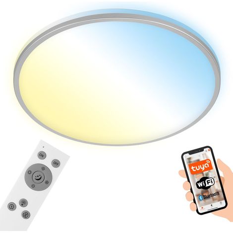 LED Deckenleuchte CCT WiFi Bluetooth App 24W silber Metall-Kunststoff Briloner