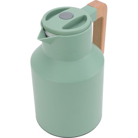 Cafetière Isotherme 1L Style Européen avec Poignée en Hêtre, Capacité Grande, Portable, Conservation 12h, Vert