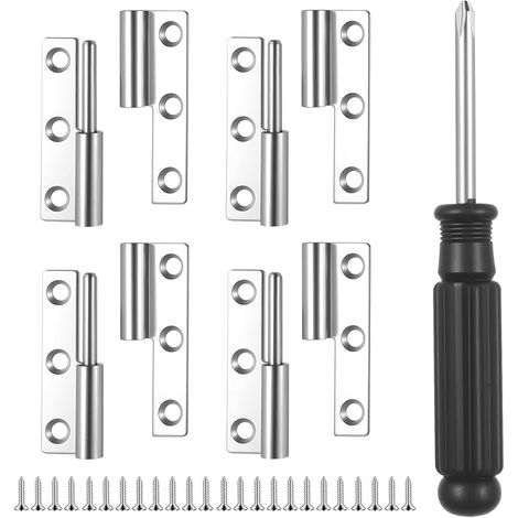 4 PcsCharniere Inox, Charnières Amovibles, 64 mm Charniere Porte Lourde, Charnières de Portail en Acier Inoxydable, Charnière Pliante pour Portes en Bois Fenêtres Armoires Intérieures Extérieures (1/5)