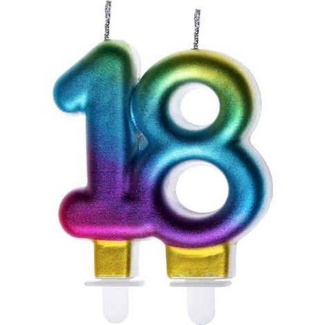 Vela de cumpleaños de 18 colores
