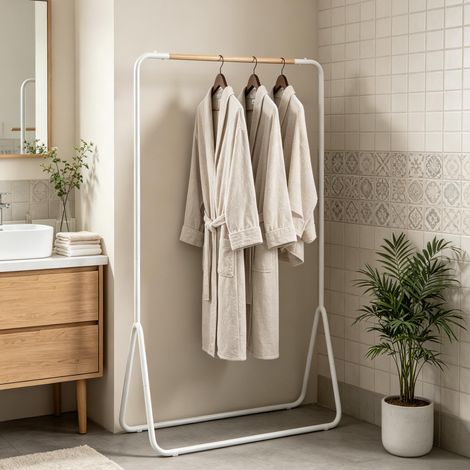 Appendiabiti da terra multifunzione 80 x 45 x 145 cm bianco HAVRYA (1/5)
