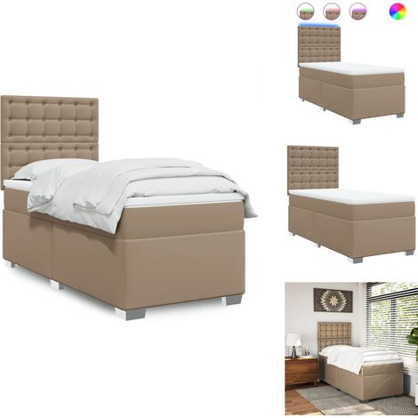 Sommier à lattes de lit avec matelas Cappuccino 100x200 cm - Sommier À Lattes De Lit - Sommiers À Lattes De Lit - Lit - Meuble De Chambre À Coucher (1/5)