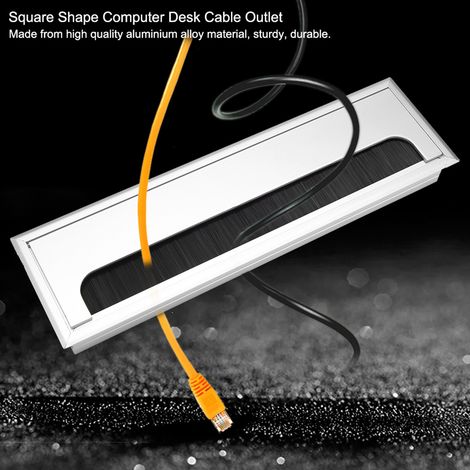 Passage cable bureau aluminium carré Insert brosse taille L avec couvercle rabattable (1/5)