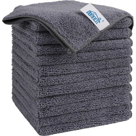 12 Gray Microfiber Cloths, Lint-Free, Absorbent, for Car, Home, Kitchen (1/5)