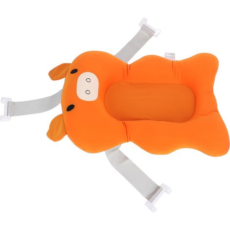 Coussin de bain bébé anti-décubitus super doux, appui dos nouveau-né, flotteur oreiller bain orange cochonnet, soutien lombaire pour nourrisson, accessoire piscine ergonomique. (1/5)