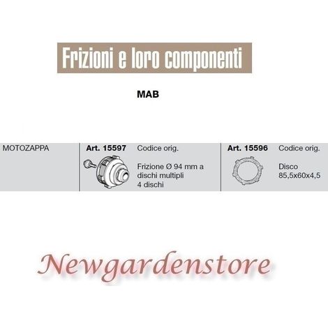Frizione 94mm dischi multipli 4 disco motozappa compatibile MAB 15597 15596 2. DISCO 15596