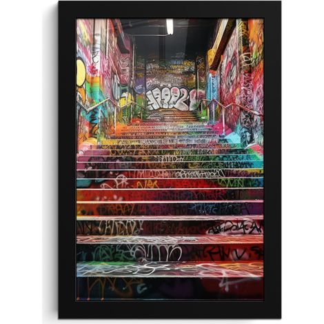 Framed Poster Stairs - Graffiti - Colors - Art 20x30 cm (1/5)