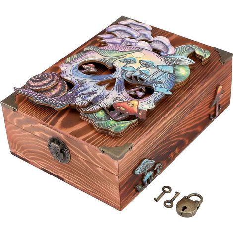 Coffre de rangement en bois, boîte à bijoux vintage --- (1/5)