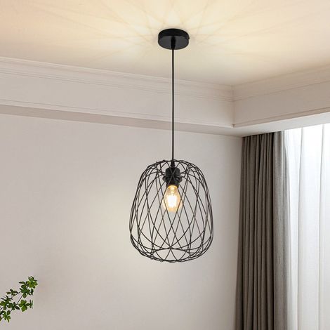 GBLY Pendelleuchte Esstisch Hängeleuchte Vintage - Pendellampe E27 Decken Hängelampe Schwarz Metall Rund Hängend wohnzimmerlampe Küche Schlafzimmer Ohne Leuchtmittel