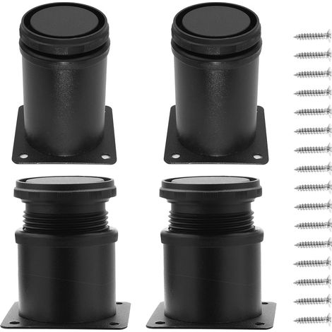 Pied de meuble réglable - Lot de 4 en acier inoxydable - 50x60 mm - Pour armoire, table, cuisine et bureau -noir (1/5)