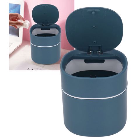 Mini-Abfalleimer für Büro und Bad Sparsamer Behälter mit Deckel für Abfall und Kosmetik ABS und PP 14 x 13 cm Blau (1/5)