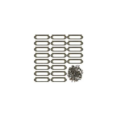 Confezione da 50 porta etichette in metallo per mobili, cassetti, carte, cornici porta-targhette per scaffali da ufficio, librerie (60 x 24 mm) - Crezuo
