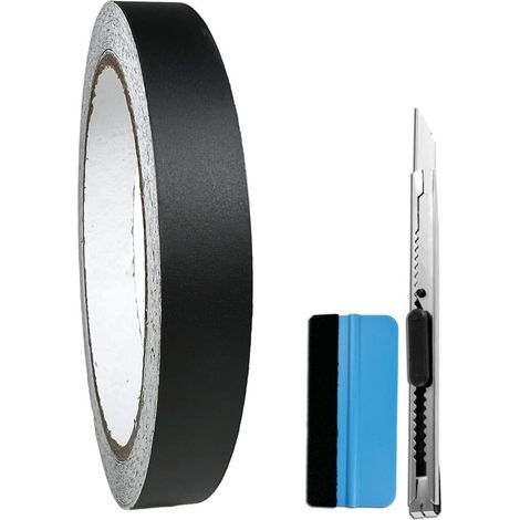 Mattschwarzes Vinyl-Klebeband 1,3cm x 9m mit Luftkanal-Technologie & Werkzeug (1/3)