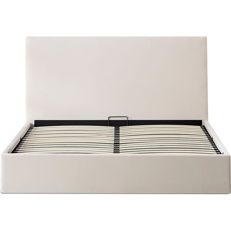 Lit coffre velours beige Nemesis 140x190 cm (1/5)