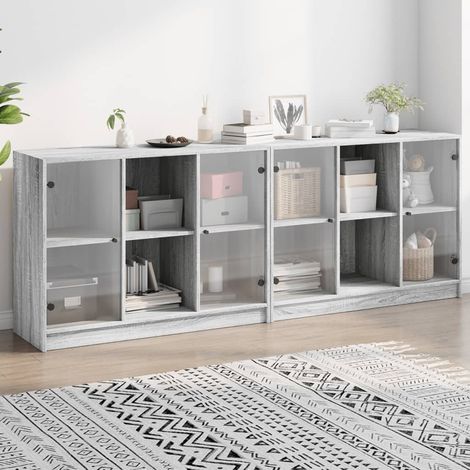 Estantería con puertas madera gris Sonoma 204x37x75 cm vidaXL (1/5)