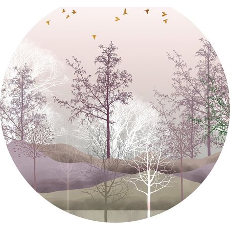 Papier peint intissé auto-adhésif rond Thème Thème Forêt mystique- 70 x 70 cm (1/5)