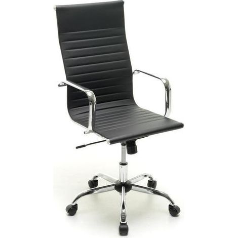 Poltrona Direzionale per Ufficio Mod Xeno - Struttura in Acciaio Cromato - Rivestimento in Similpelle - Meccanismo Alzata a Gas - Ruote Girevoli - Dimensioni: L 53 x P 62 x H 104/113 cm