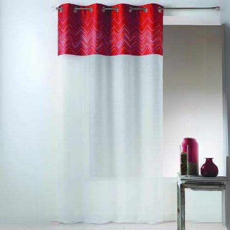 Voilage en jacquard avec parement à chevrons Terracotta 140x240 cm