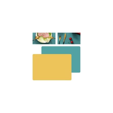 Set de Table Silicone - 4 pièces Vert Jaune 40x30cm - Lavable Antidérapant Cuisine Salle à Manger (1/5)
