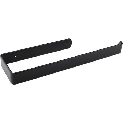 Self-adhesive or drilled towel rack, waterproof and rustproof for kitchen, made of aluminum, suitable for towels, rolls, toilet paper (Black) (1/5)