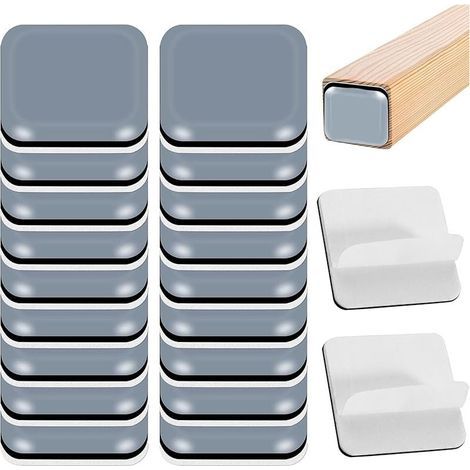 20 Pièces Patins en Téflon Autocollants(Carré), 30x30mm PTFE Patins Glisseurs pour Meubles, Auto-adhésives Patins de Téflon Meubles pour Protection Efficace de Parquet, Carrelage, Stratifié (1/5)