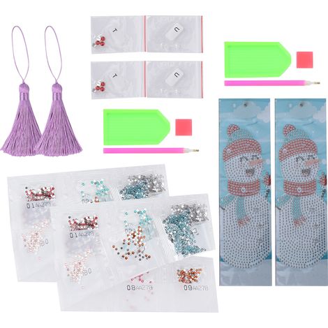 Kit de 2 tableaux diamant 5D résine strass Noël Bonhomme de neige DIY broderie point de croix artisanat (1/5)