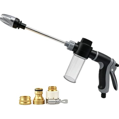 Nettoyeur Haute Pression, Pistolet Haute Pression avec 3 Modes de Jet, Buses Multi-Angles, Réglable et Universelle Nettoyeur Vaporisateur a Main pour Gouttière, Terrasse, Voiture (1/5)