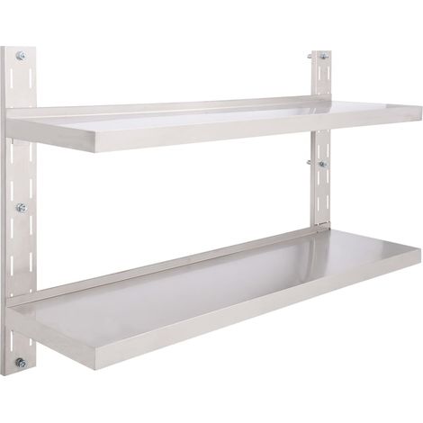 Mensola a Sospensione a 2 Livelli in Acciaio Inox 120x30 cm vidaXL