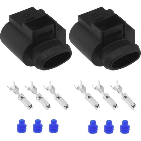 2 Sets Connecteurs de Capteur Pression de Rampe de Carburant à 3 Broches 4D0971993 Prise de Capteur Remplacement Compatible avec VW Compatible avec Audi Compatible avec Skoda (1/5)