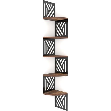 5 Étagères d'angle Murale en Bois en Forme de Secteur, Étagère Murale avec Un Design de Sculptur à Poser La Chambre, La Cuisine, Le Bureau (1/5)