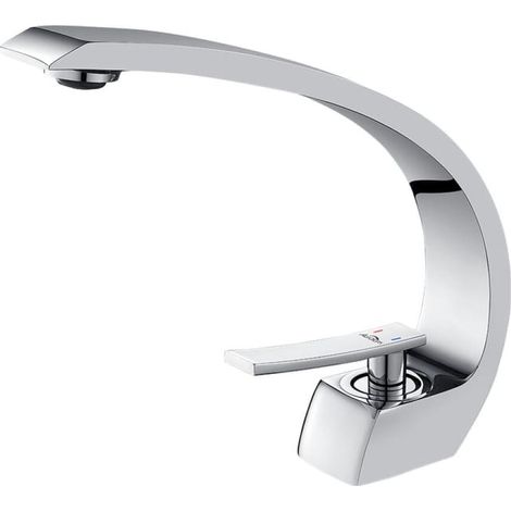 Robinet de lavabo de salle de bain design cascade robinet mélangeur en laiton chromé robinet de toilette salle de bain robinet créatif (1/5)