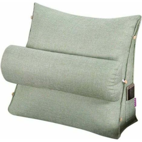 Oreiller de lecture et de télévision, oreiller de coussin de cale de dos avec réglable et poches, oreiller de dos de triangle, oreiller de lit de soutien de nuque, coussin de repos de sofa, (1/4)