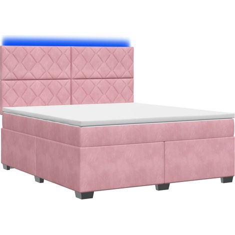 Lit boxspring avec matelas Rose 140 x 200 cm Velours vidaXL (1/5)