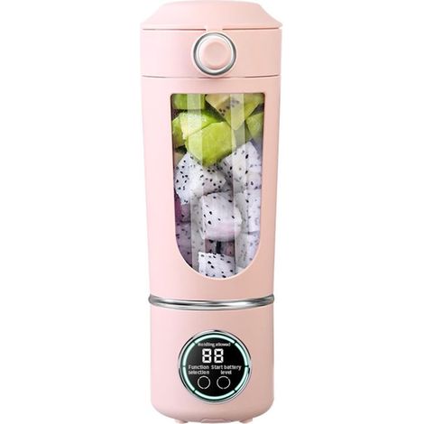 Tragbarer 700-ml-Standmixer, Smoothie-Maker mit Eiscrusher, leistungsstarker 7,4-V-Motor, USB-aufladbarer Becher für Sport und Reisen, Pink