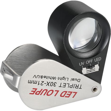 30X Mini Loupe de Bijoutier LED Multifonctionnelle de Poche Portable 21mm 6 Loupe Triplet Loupe Lumières Circulaires en Forme de 6 Intégrées Détecteur de Contrefaçon Ultraviolet (1/5)
