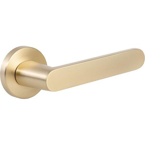 manilla con roseta. material zamak. modelo elixie. roseta ø53 mm. acabados oro cepillado, niquel cepillado, negro mate acabado oro cepillado (1/3)