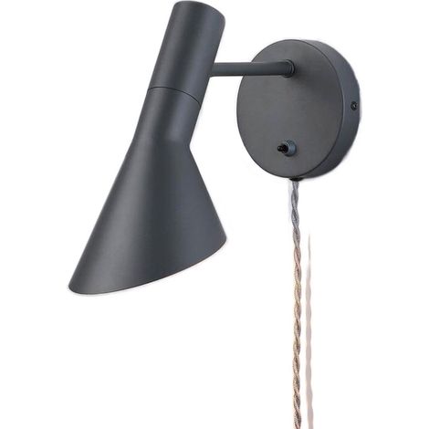 Applique murale grise avec câble et tête orientable, E27