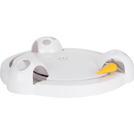 Plateau tournant automatique, jouet électrique pour chat, jeu intelligent pour chat, plateau tournant en forme de donut, jouet blanc pour chat poursuivant une souris (1/5)